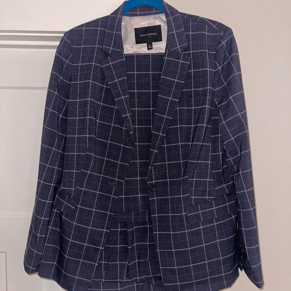 Banana Republic Navy Plaid Suit